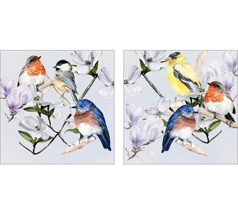 Four Little Birds 2 Piece Art Print Set by Jennifer Parker