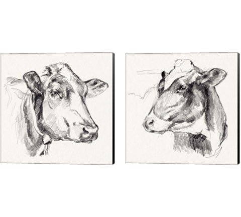 Holstein Portrait Sketch 2 Piece Canvas Print Set by Jennifer Parker