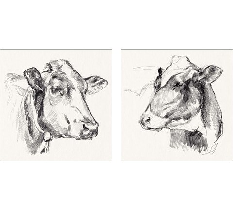 Holstein Portrait Sketch 2 Piece Art Print Set by Jennifer Parker