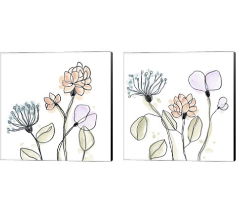 Spindle Blossoms 2 Piece Canvas Print Set by June Erica Vess