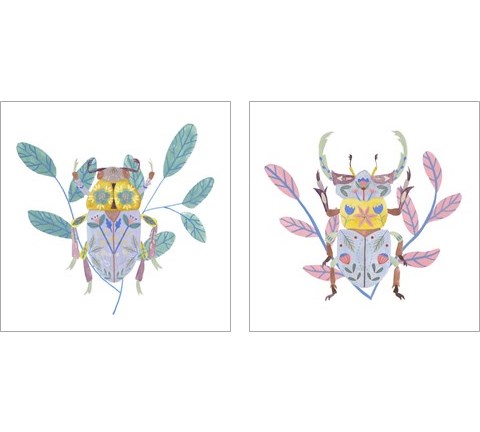 Floral Beetles 2 Piece Art Print Set by Melissa Wang