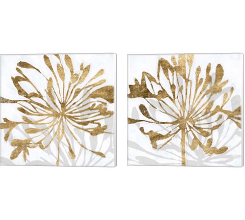 Golden Gilt Bloom 2 Piece Canvas Print Set by Annie Warren