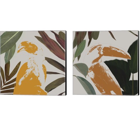 Graphic Tropical Bird  2 Piece Canvas Print Set by Annie Warren