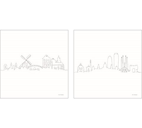 Once Line City 2 Piece Art Print Set by Seven Trees Design