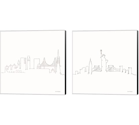 Once Line City 2 Piece Canvas Print Set by Seven Trees Design
