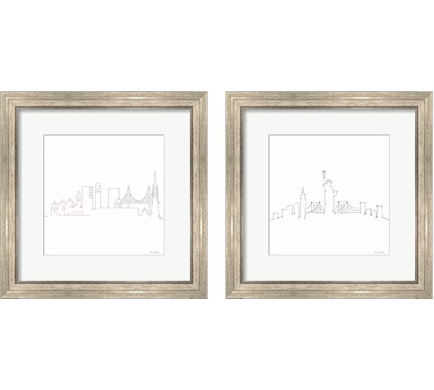 Once Line City 2 Piece Framed Art Print Set by Seven Trees Design