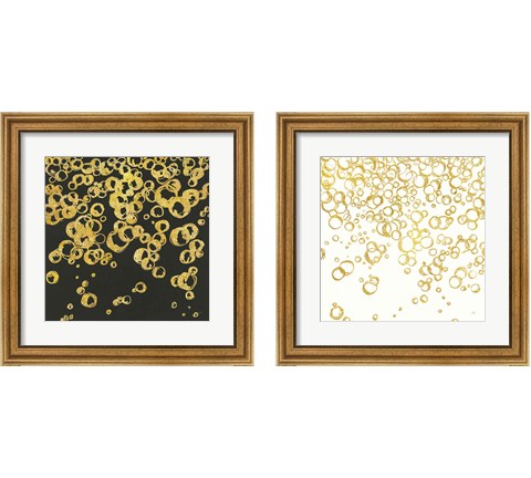 Gold Bubbles 2 Piece Framed Art Print Set by Chris Paschke