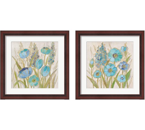 Opalescent Floral Blue 2 Piece Framed Art Print Set by Silvia Vassileva