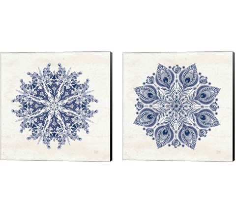 Bohemian Vibes Mandala Blue 2 Piece Canvas Print Set by Dina June
