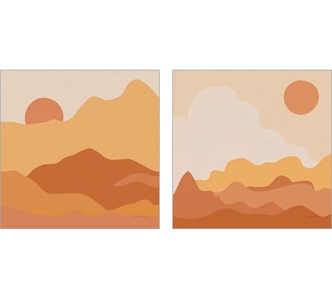 Mountainous Orange 2 Piece Art Print Set by Sara Zieve Miller