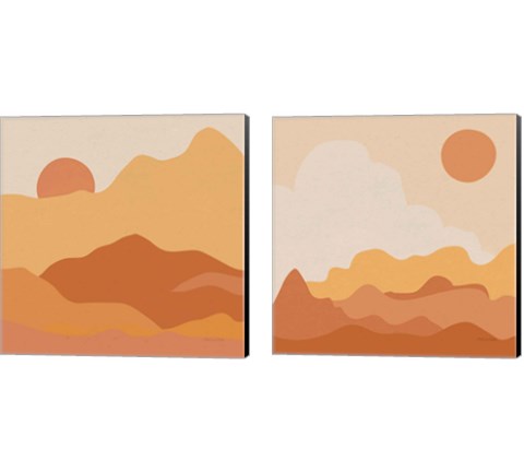 Mountainous Orange 2 Piece Canvas Print Set by Sara Zieve Miller
