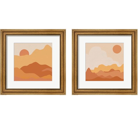 Mountainous Orange 2 Piece Framed Art Print Set by Sara Zieve Miller
