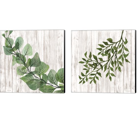 Leaves on White 2 Piece Canvas Print Set by Cindy Jacobs