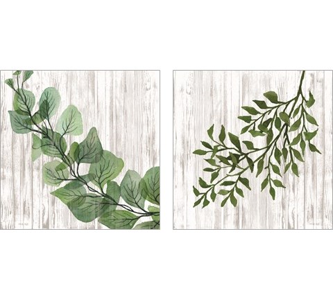 Leaves on White 2 Piece Art Print Set by Cindy Jacobs