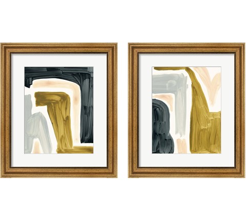 Brushy Shapes 2 Piece Framed Art Print Set by Victoria Barnes