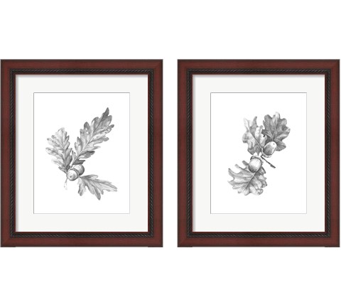 Oak Leaf Pencil Sketch 2 Piece Framed Art Print Set by Emma Caroline