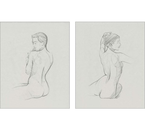 Female Back Sketch 2 Piece Art Print Set by Jacob Green
