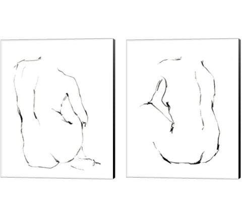 Seated Figure Pose 2 Piece Canvas Print Set by Ethan Harper
