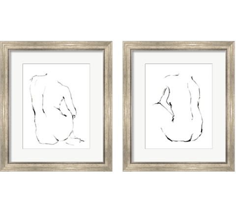 Seated Figure Pose 2 Piece Framed Art Print Set by Ethan Harper