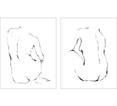 Seated Figure Pose 2 Piece Art Print Set by Ethan Harper
