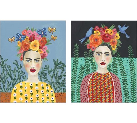 Frida Headdress 2 Piece Art Print Set by Regina Moore