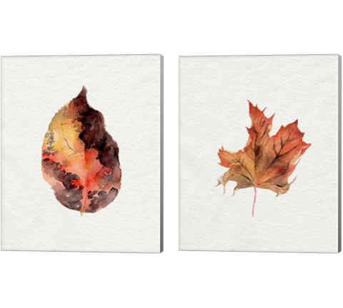 Watercolor Autumn Leaf 2 Piece Canvas Print Set by Jennifer Parker