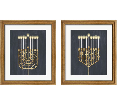 Golden Hanukkah 2 Piece Framed Art Print Set by Grace Popp