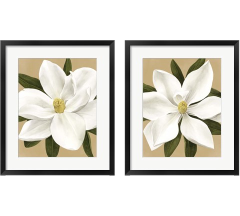 Magnolia on Gold 2 Piece Framed Art Print Set by Grace Popp