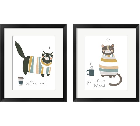 Coffee Cats 2 Piece Framed Art Print Set by June Erica Vess