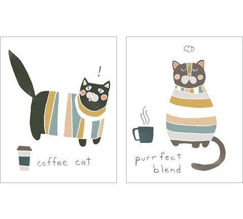 Coffee Cats 2 Piece Art Print Set by June Erica Vess