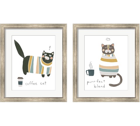 Coffee Cats 2 Piece Framed Art Print Set by June Erica Vess