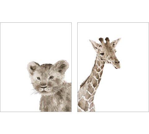 Safari Animal Portraits 2 Piece Art Print Set by Melissa Wang