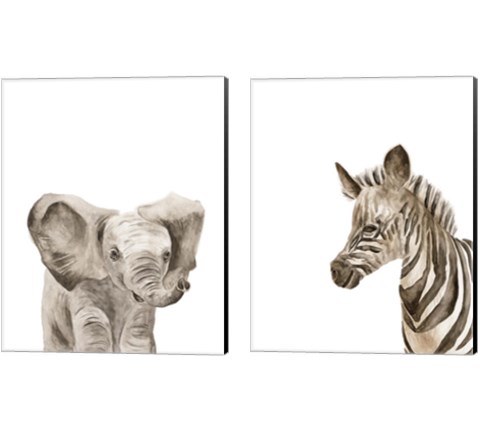 Safari Animal Portraits 2 Piece Canvas Print Set by Melissa Wang