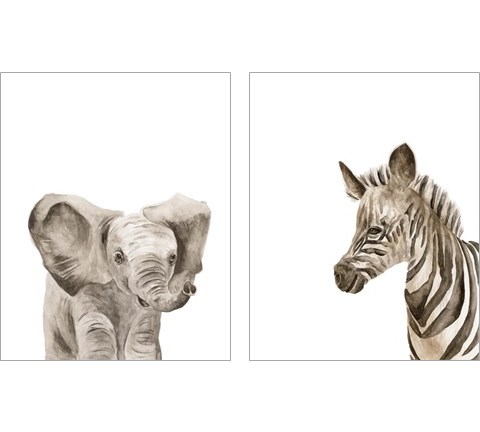 Safari Animal Portraits 2 Piece Art Print Set by Melissa Wang