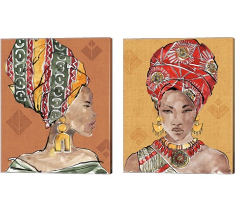 African Flair Warm 2 Piece Canvas Print Set by Anne Tavoletti