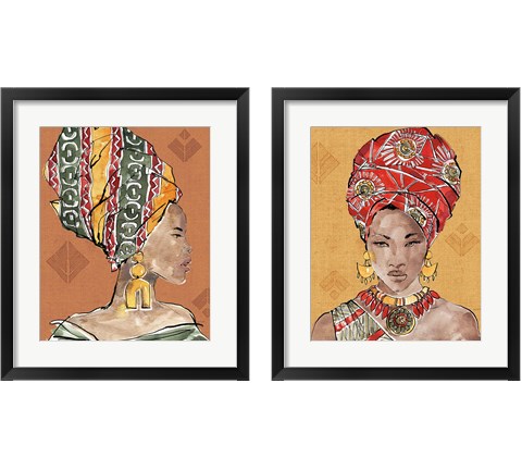 African Flair Warm 2 Piece Framed Art Print Set by Anne Tavoletti