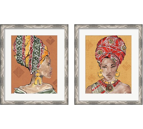 African Flair Warm 2 Piece Framed Art Print Set by Anne Tavoletti