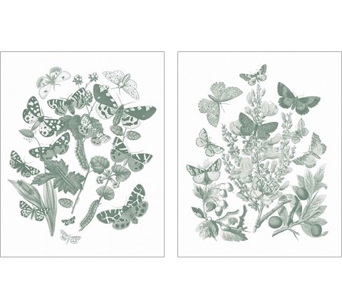 Butterfly Bouquet Sage 2 Piece Art Print Set by Wild Apple Portfolio