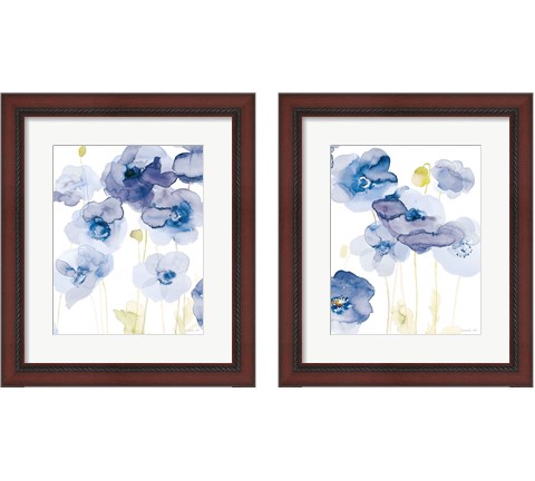 Delicate Poppies Blue 2 Piece Framed Art Print Set by Danhui Nai
