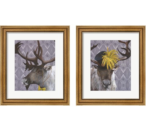 Mr & Mrs Caribou 2 Piece Framed Art Print Set by Kamdon Kreations