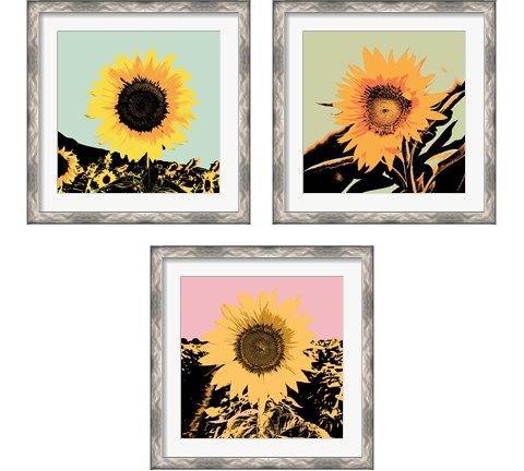 Pop Art Sunflower 3 Piece Framed Art Print Set by Jacob Green