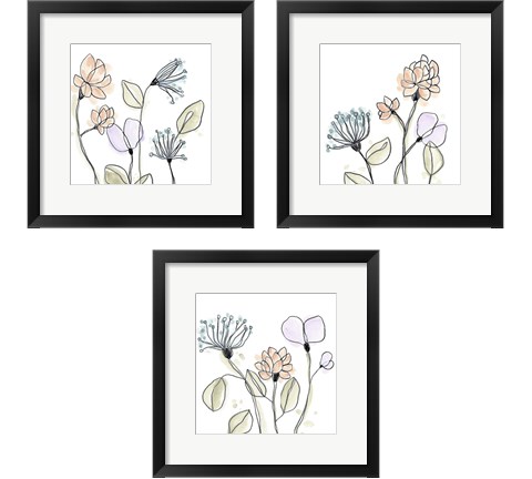Spindle Blossoms 3 Piece Framed Art Print Set by June Erica Vess