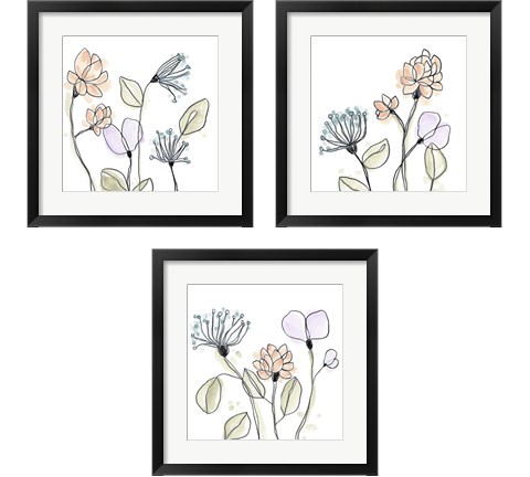Spindle Blossoms 3 Piece Framed Art Print Set by June Erica Vess