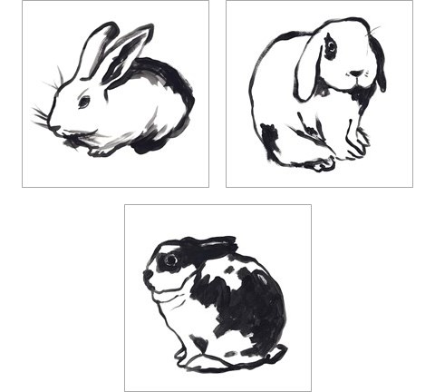 Winter Rabbit 3 Piece Art Print Set by June Erica Vess