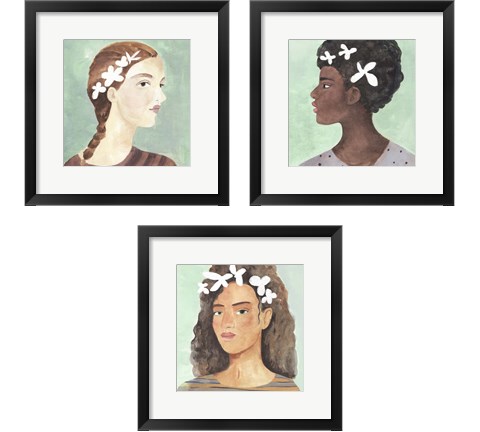 Folk Art Portrait 3 Piece Framed Art Print Set by Annie Warren