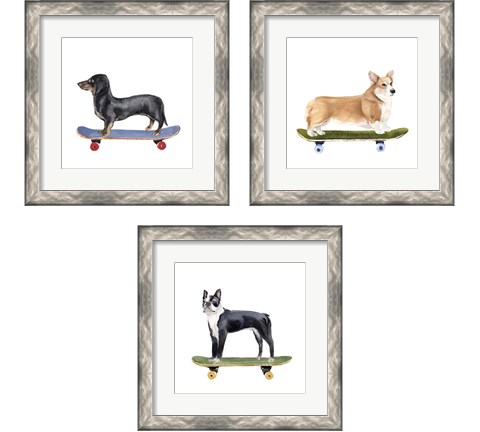 Pups on Wheels 3 Piece Framed Art Print Set by Annie Warren