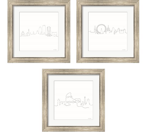 Once Line City 3 Piece Framed Art Print Set by Seven Trees Design