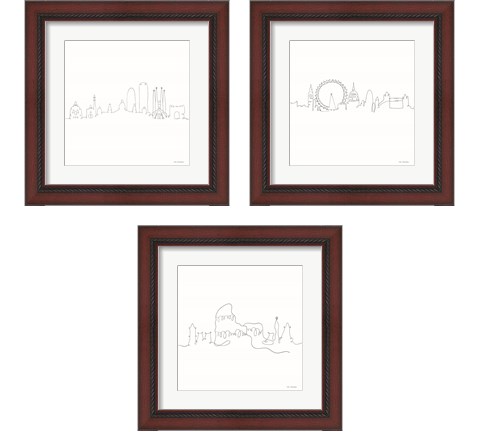 Once Line City 3 Piece Framed Art Print Set by Seven Trees Design