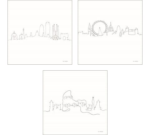 Once Line City 3 Piece Art Print Set by Seven Trees Design