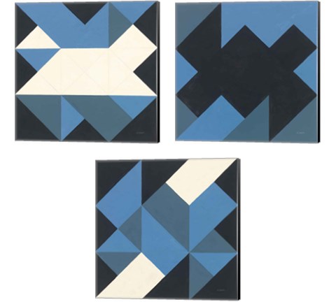 Triangles 3 Piece Canvas Print Set by Mike Schick
